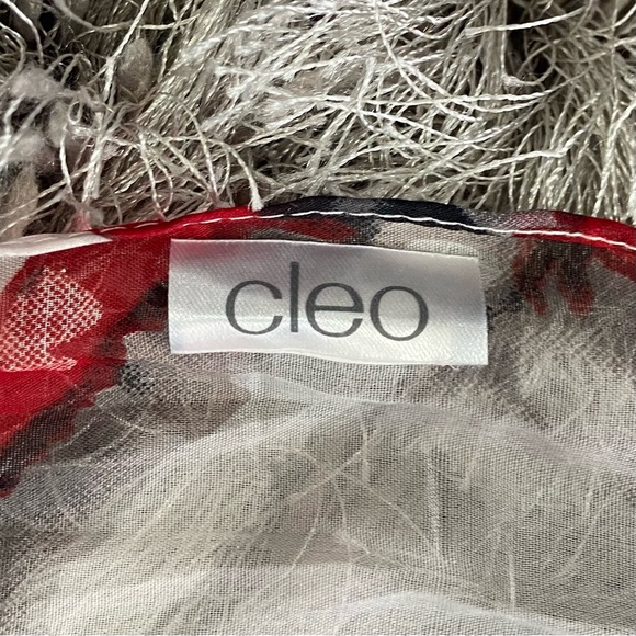 Cleo women red, white and blue plaid scarf. Size 72” long and 36” wide. Used. - Picture 5 of 6